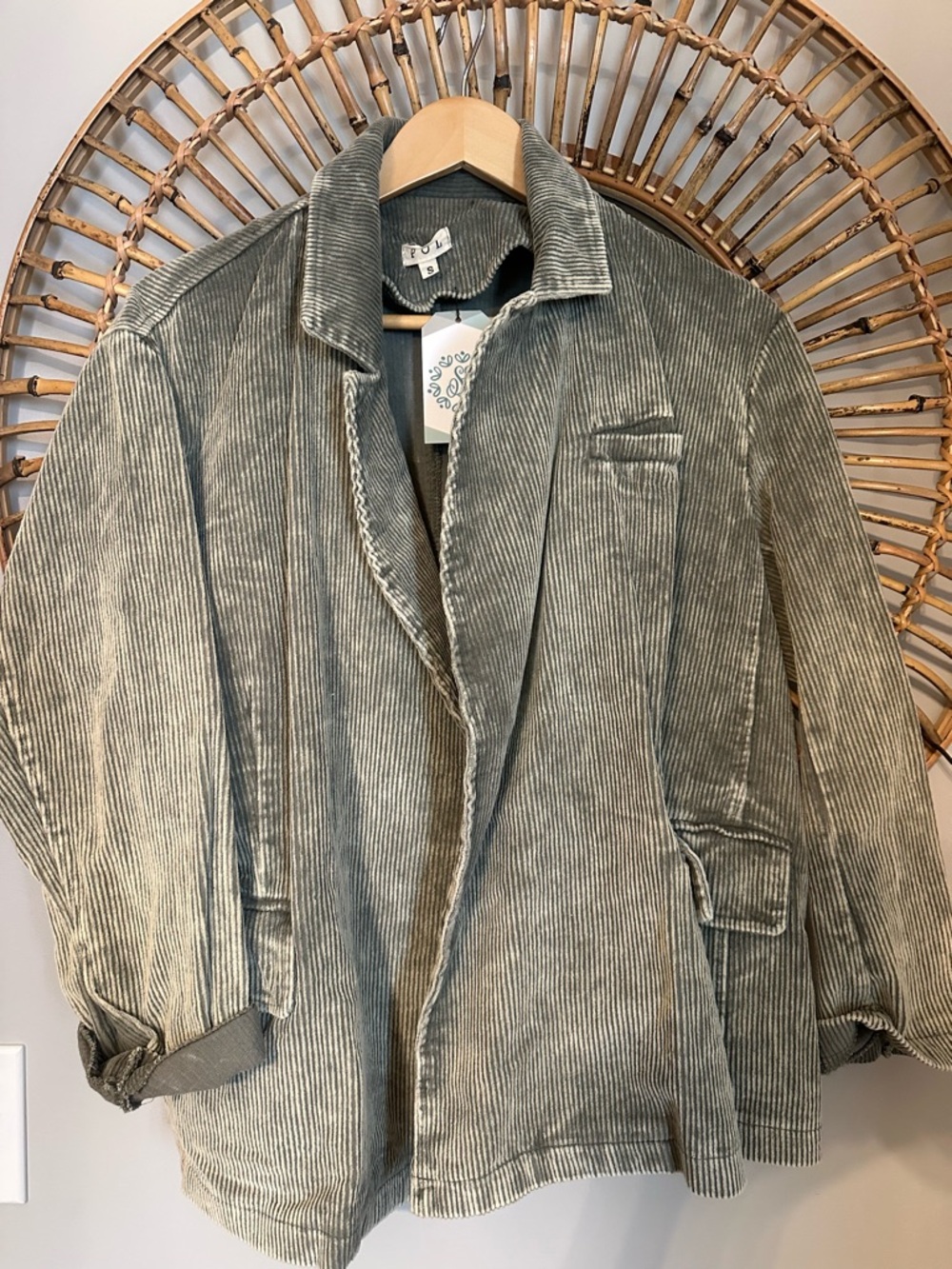 POL Corduroy Blazer in Sage Gray